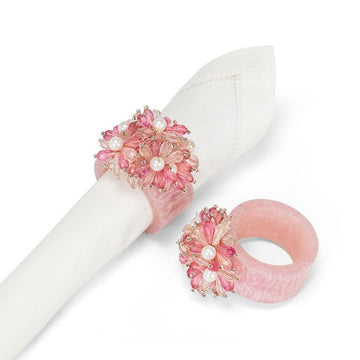 Beaded Flower Napkin Ring - Pink